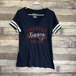 Houston Texans T-Shirt Top Womens Large NFL Team Apparel V-Neck Tee Short Sleeve
